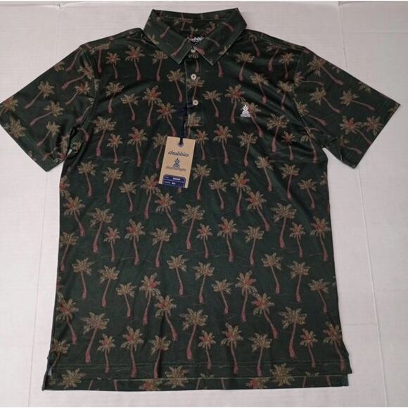 Chubbies Range Polo Shirt Men's M Medium Brushstroke Palm Floral Weekend Stretch - Picture 1 of 10